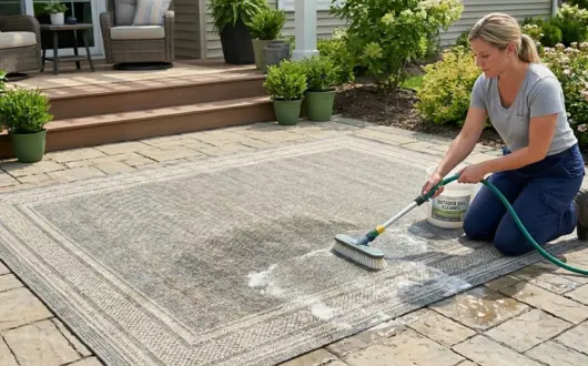 How do you prevent mold under an outdoor rug?