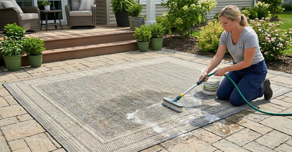 How do you prevent mold under an outdoor rug?